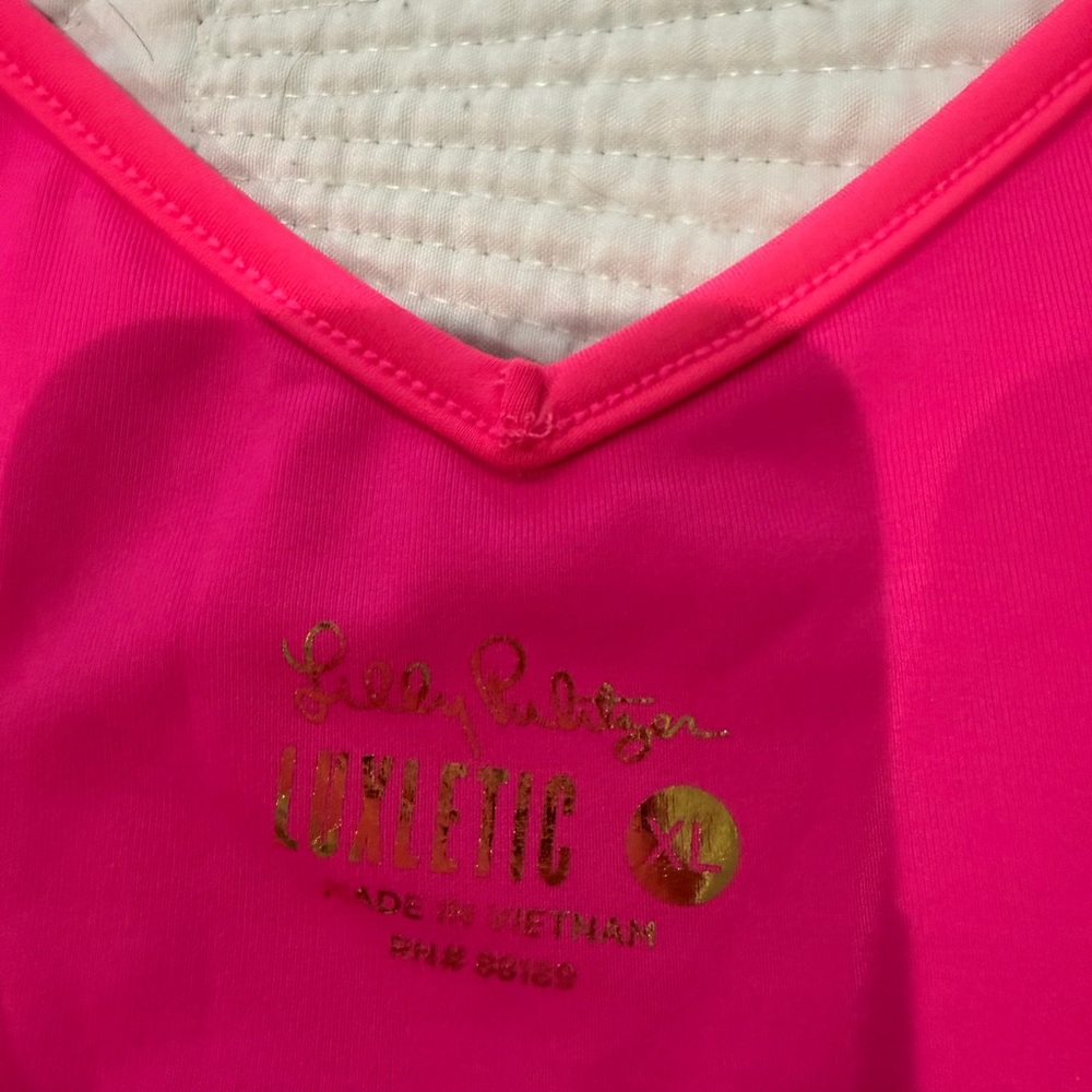 Lilly Pulitzer Euclid Luxletic Scallop Pink Bra Tank Top XL, NWT - Picture 4 of 6